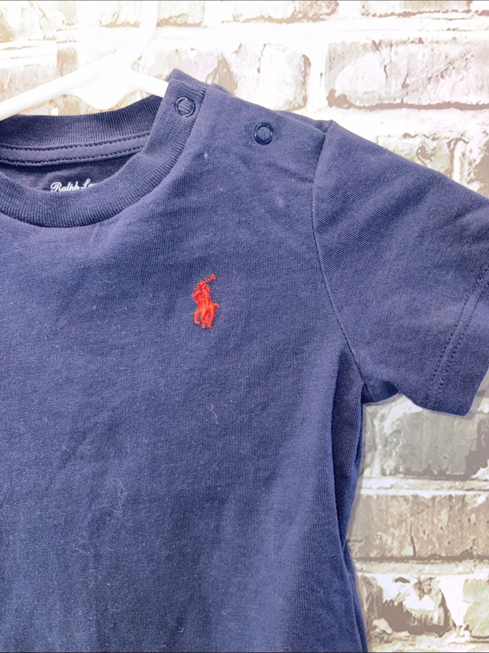 Ralph Lauren Navy Tee with Red Polo Pony - Kids